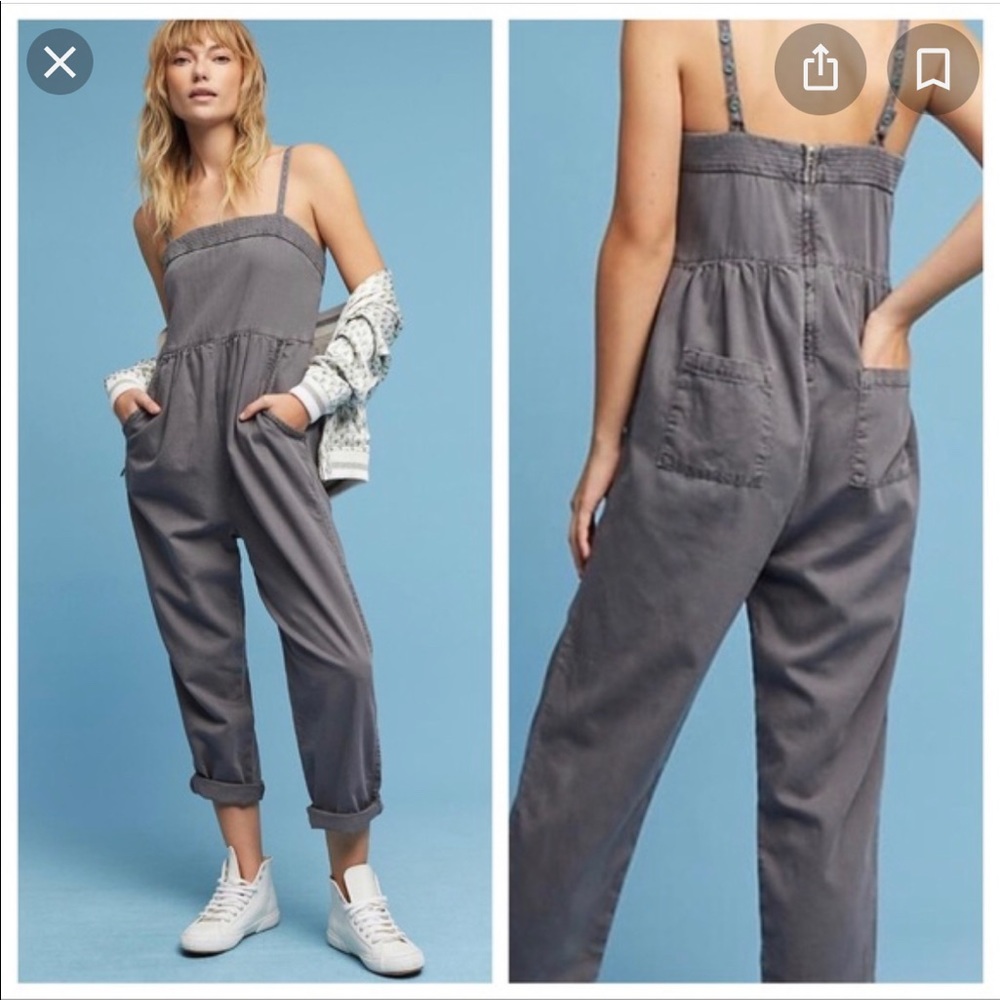 Anthropologie Grey jumpsuit size Small